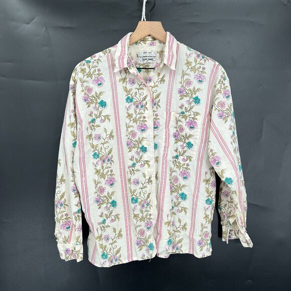 Vintage 70s boho pure love takeaway cottagecore button up shirt grandmacore L - Picture 1 of 10